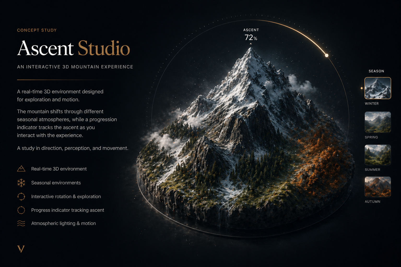 Ascent Studio — interactive 3D mountain experience exploring progression and transformation